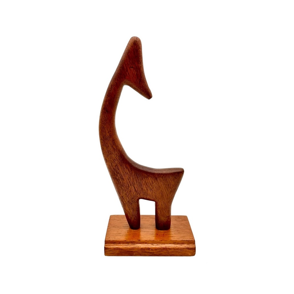 Vintage Modernist Wooden Giraffe Sculpture